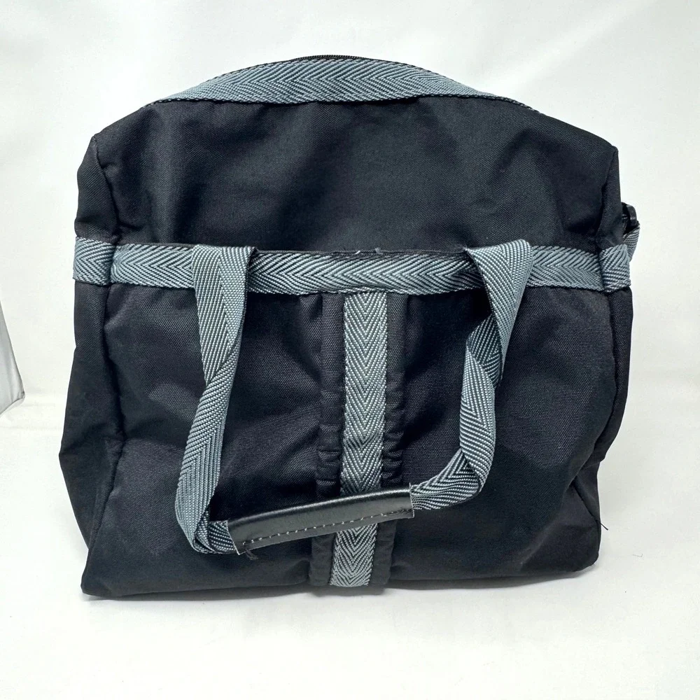 Michael Paris Black Canvas Duffel Bag Grey Chevron Straps Travel Gym Carry On